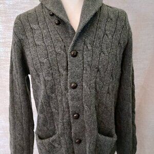 Polo Ralph Lauren 100% Lambs Wool Cable Knit Button Front Cardigan L